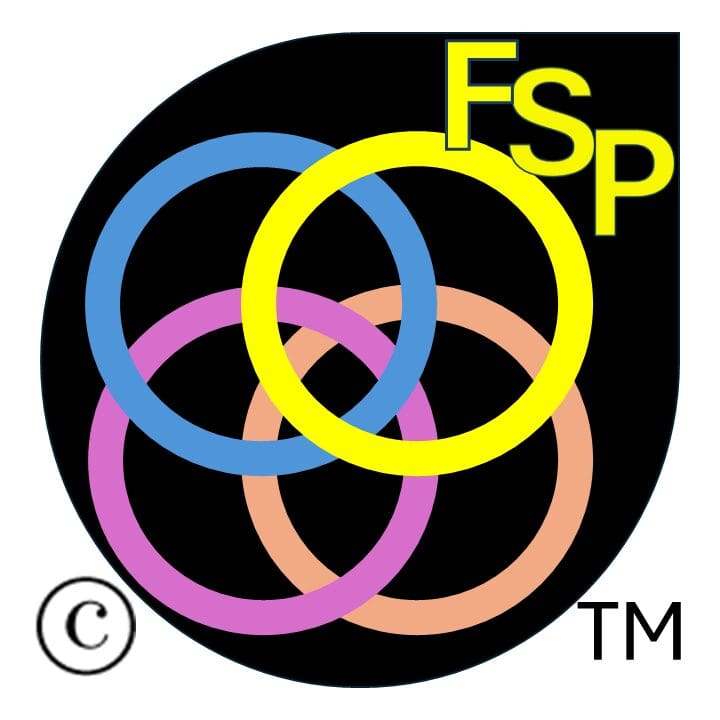 Colorful overlapping rings forming an emblem with 'FSP' letters.